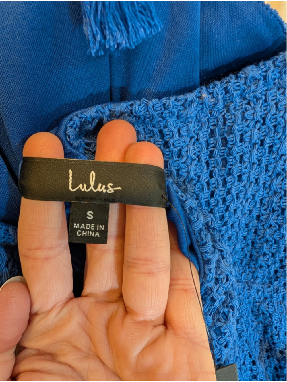 Lulus Sunny Impression Blue Crochet Halter Midi Dress Removable Belt NWT Small - Picture 7 of 10